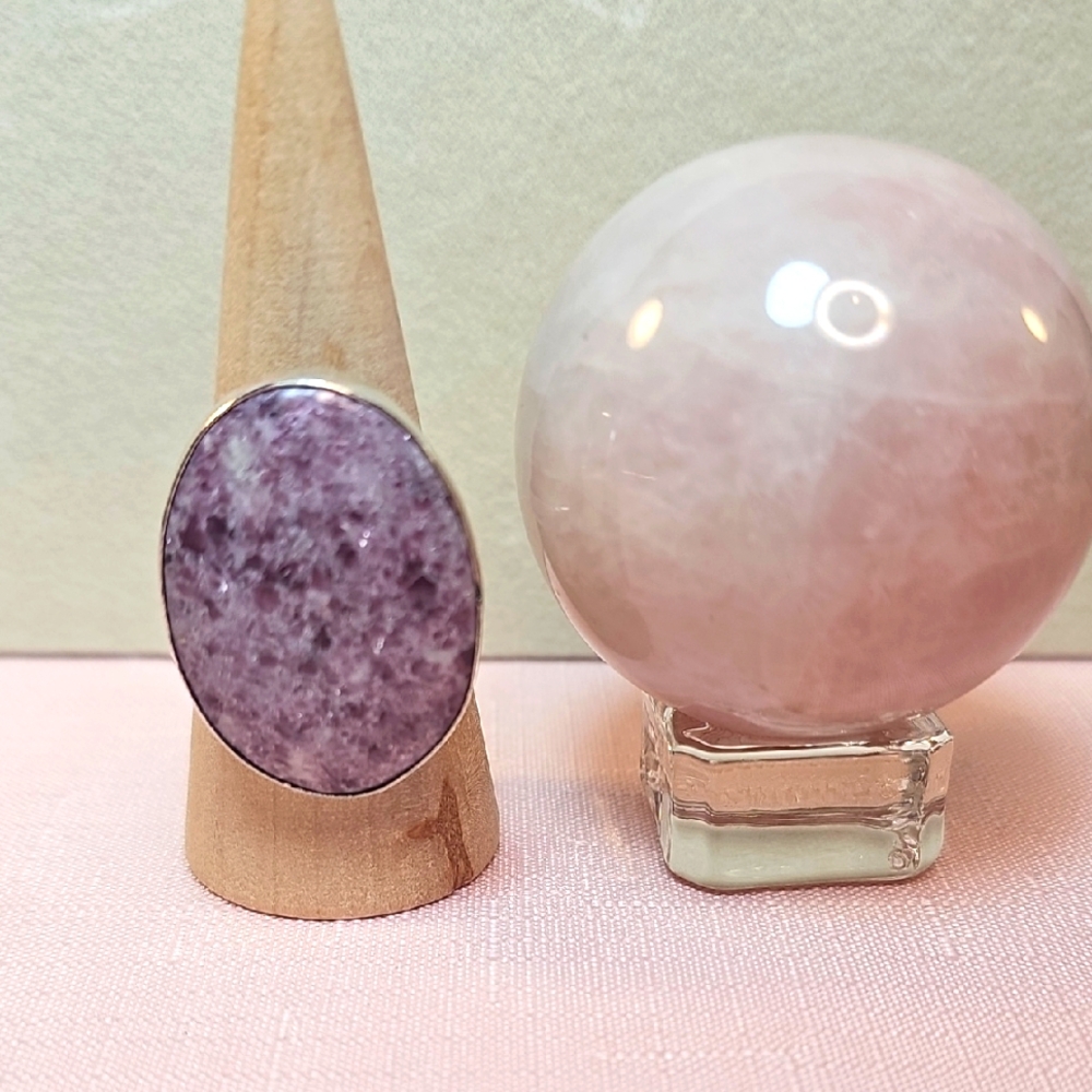 Lepidolite Silver Ring